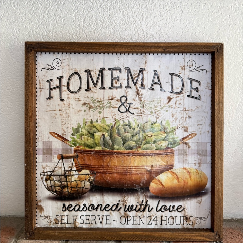 Homemade & Seasoned With Love Framed Kitchen Wall Art - Brown, Green, White